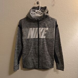 Nike Heather Gray Full-Zip Hoodie - Large (12-14)